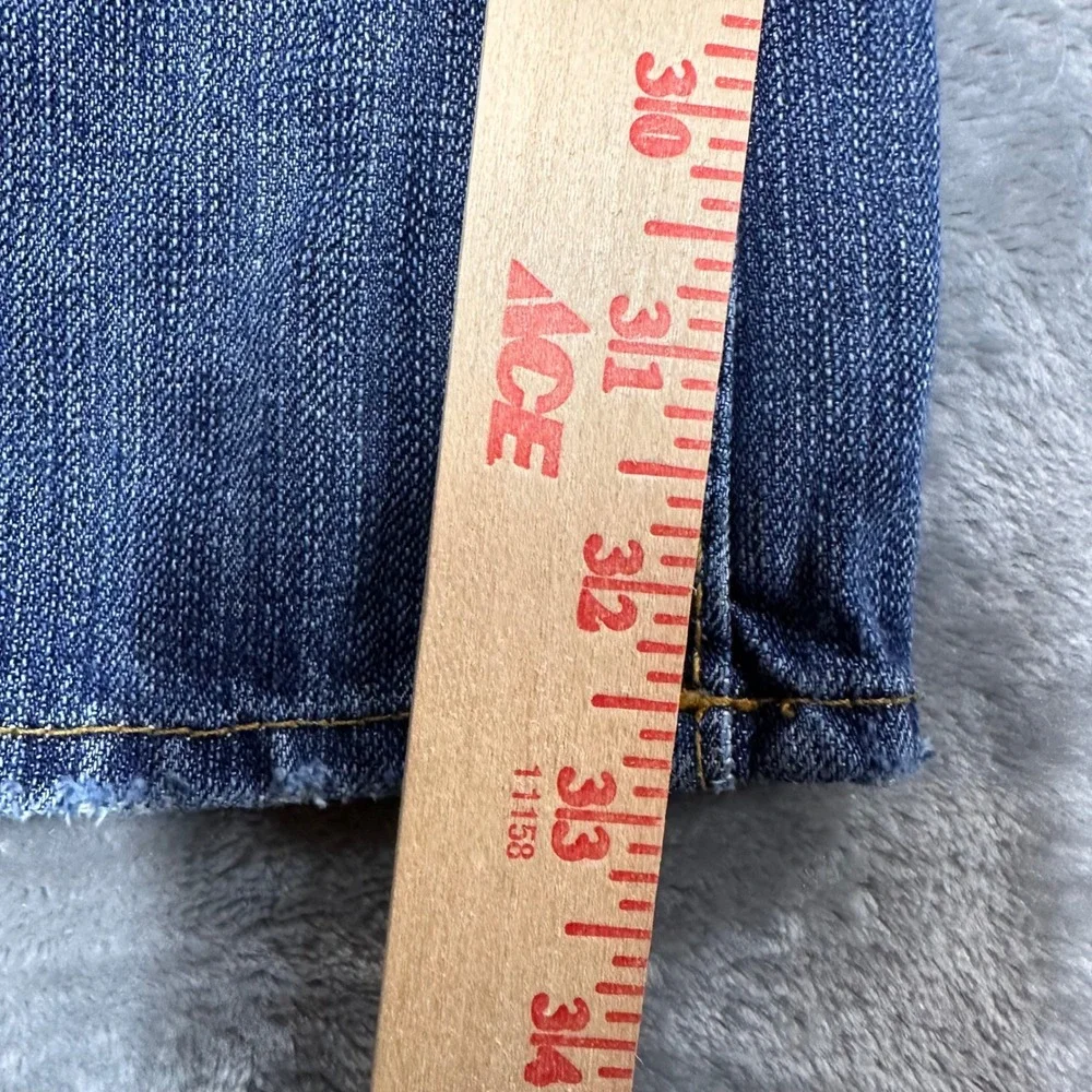 True Religion Billy Bootcut Jeans Mens 33 Blue Leather Horseshoe Made in USA